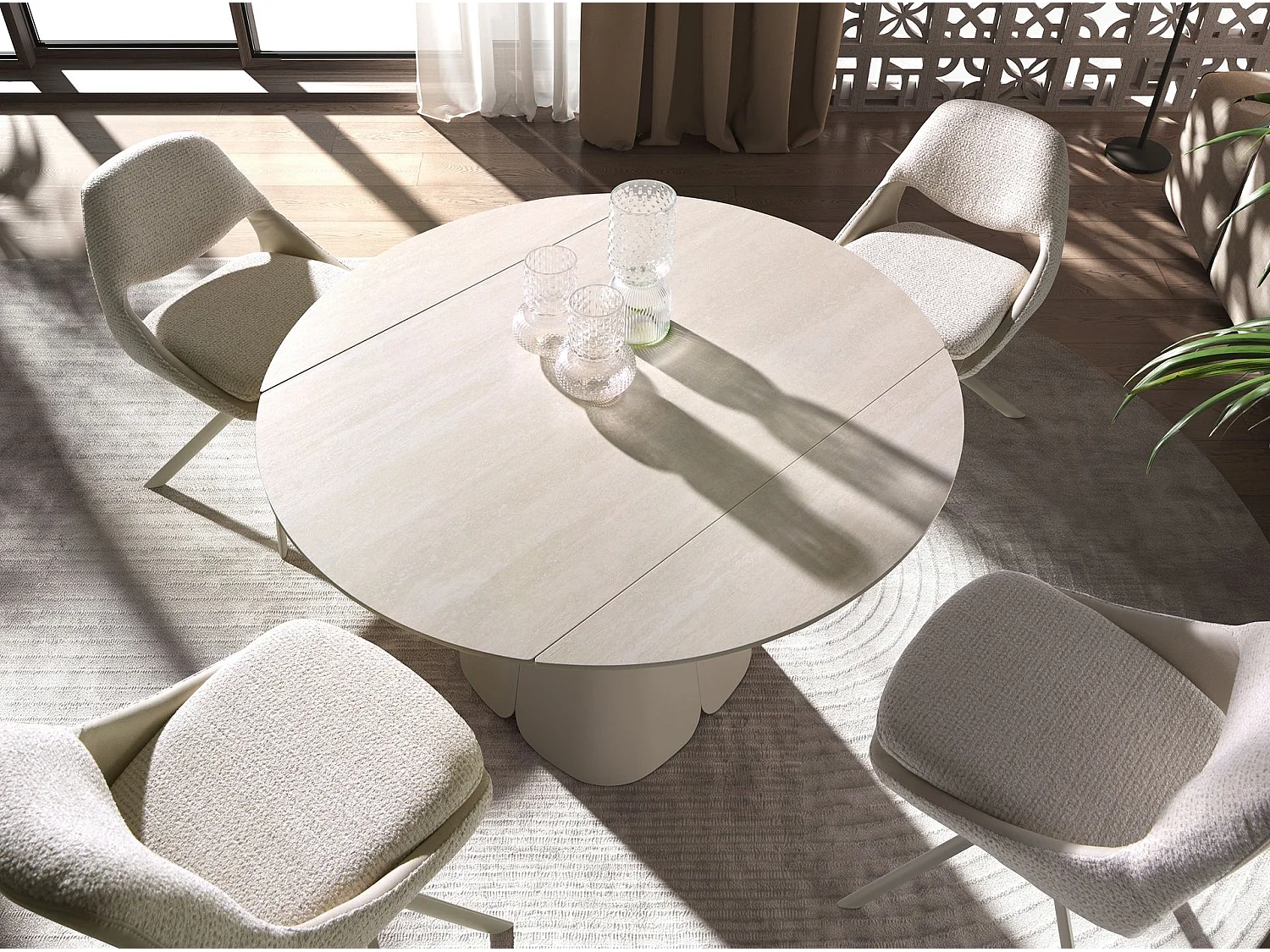 Chaise pivotante en tissu blanc cassé et crème 4246 ANGEL CERDA