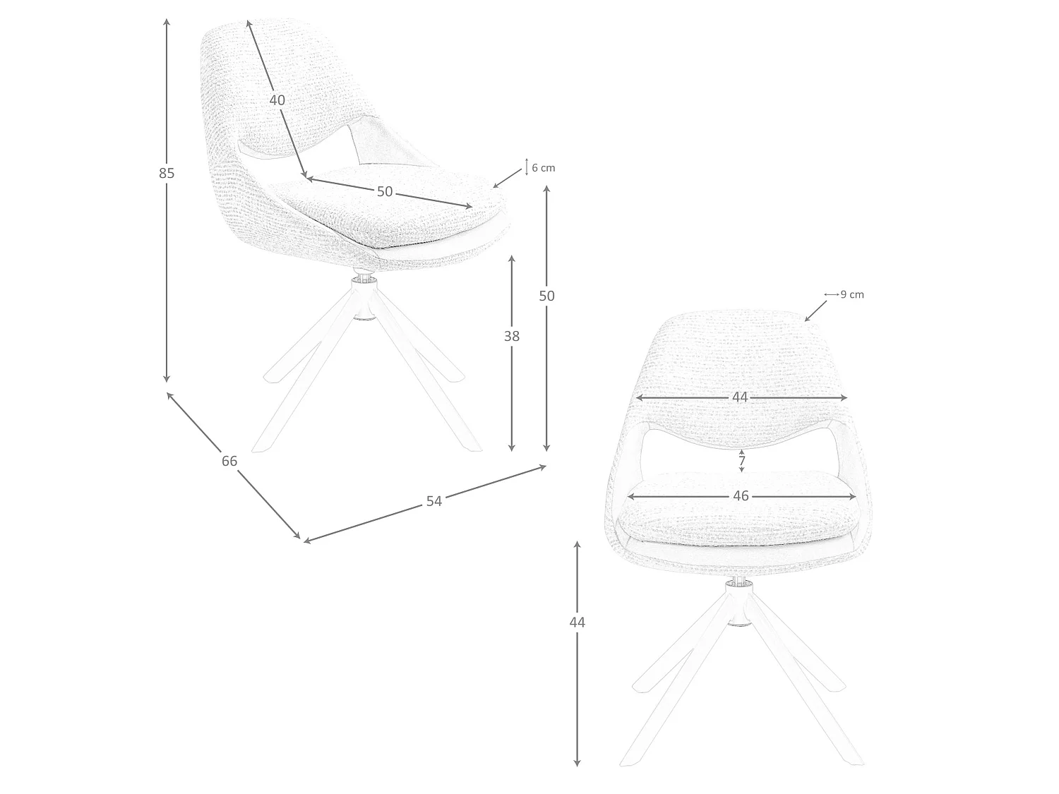 Chaise pivotante en tissu blanc cassé et crème 4246 ANGEL CERDA