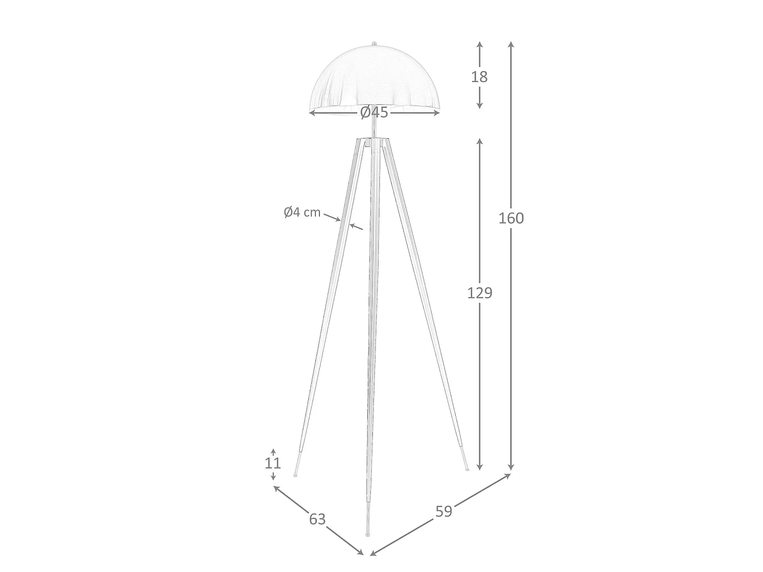 Lampadaire en acier poli doré et acier noir 8100 ANGEL CERDA