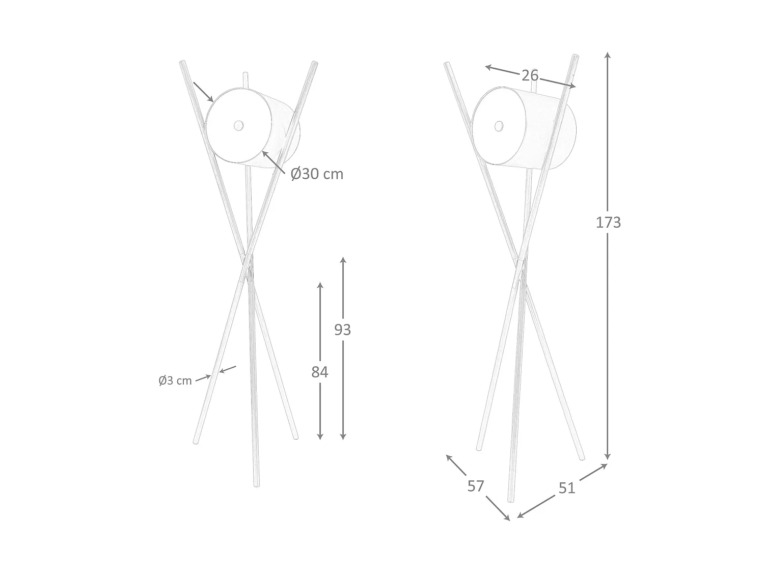 Lampadaire en bois tapissé en similicuir noir et noyer foncé 8098 ANGEL CERDA