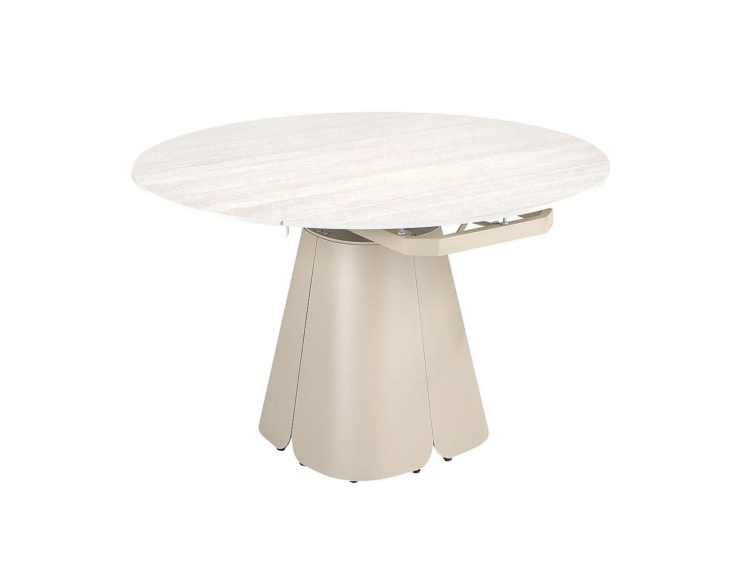 Table de salle à manger ronde extensible en marbre céramique et acier couleur sable 1195 ANGEL CERDA