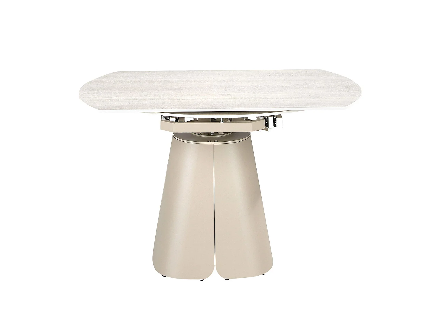 Table de salle à manger ronde extensible en marbre céramique et acier couleur sable 1195 ANGEL CERDA