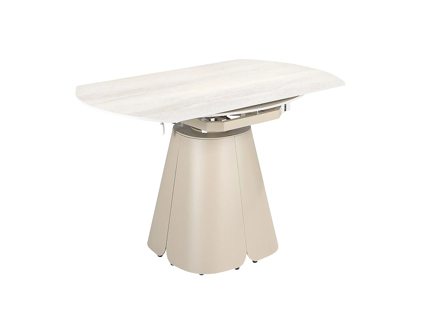 Table de salle à manger ronde extensible en marbre céramique et acier couleur sable 1195 ANGEL CERDA