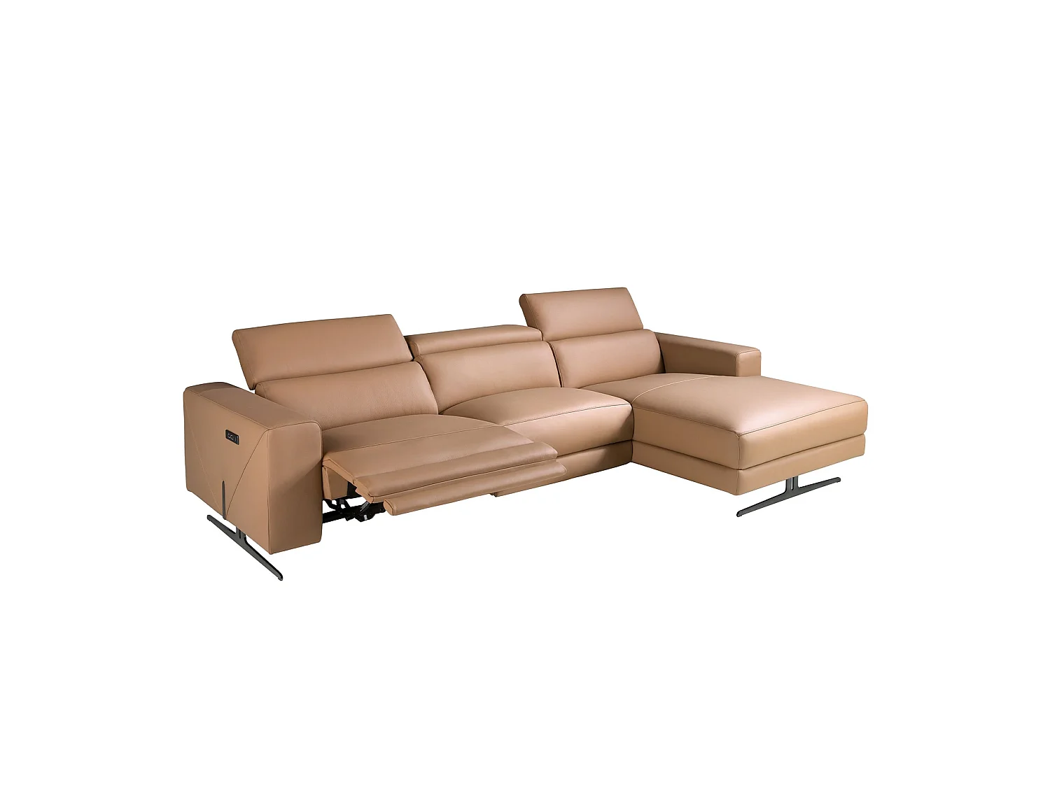 Canapé chaise longue relax droite en cuir marron 6287 ANGEL CERDA