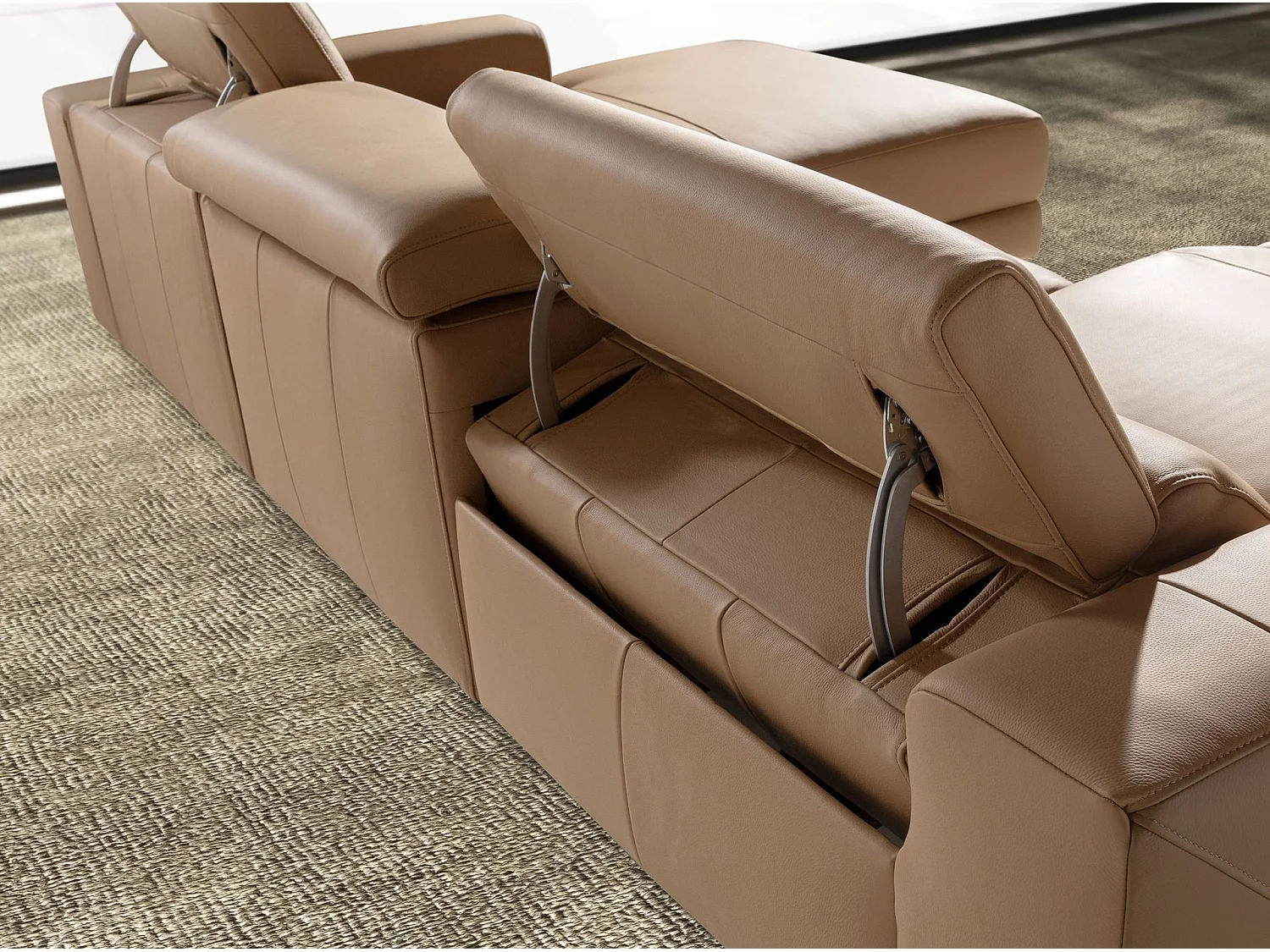 Canapé chaise longue relax droite en cuir marron 6287 ANGEL CERDA