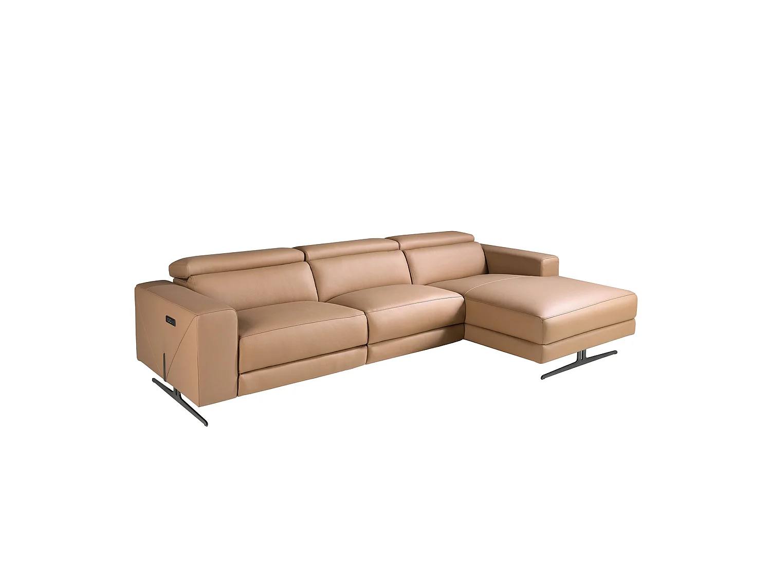 Canapé chaise longue relax droite en cuir marron 6287 ANGEL CERDA