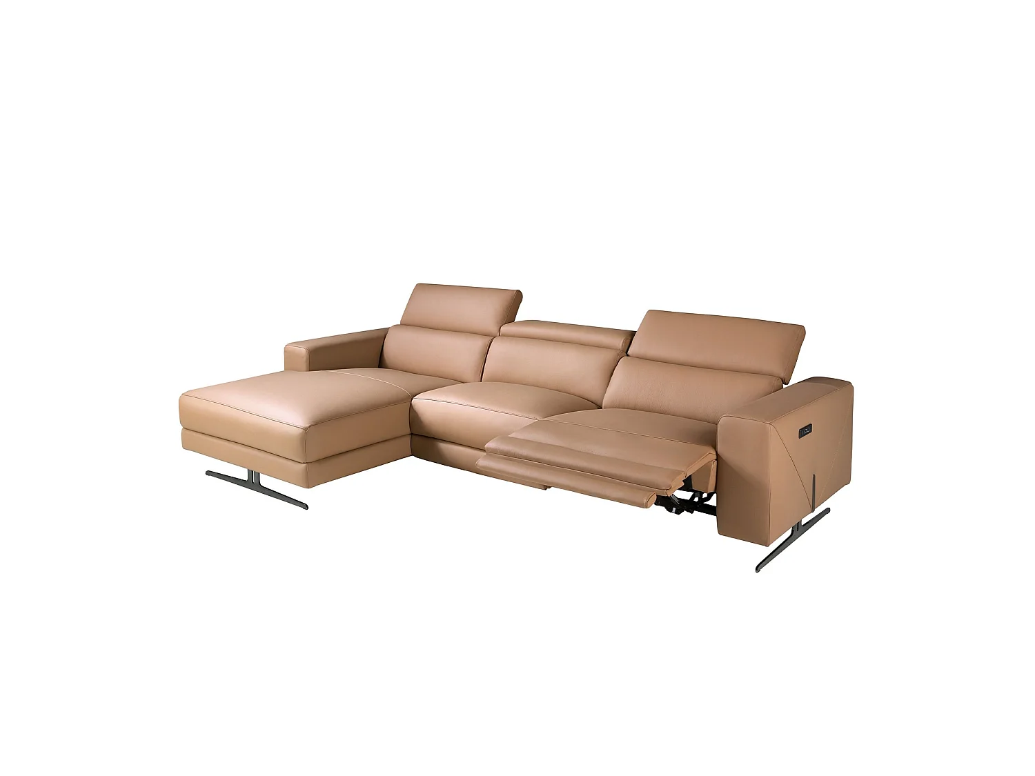 Canapé chaise longue relax gauche en cuir marron 6286 ANGEL CERDA