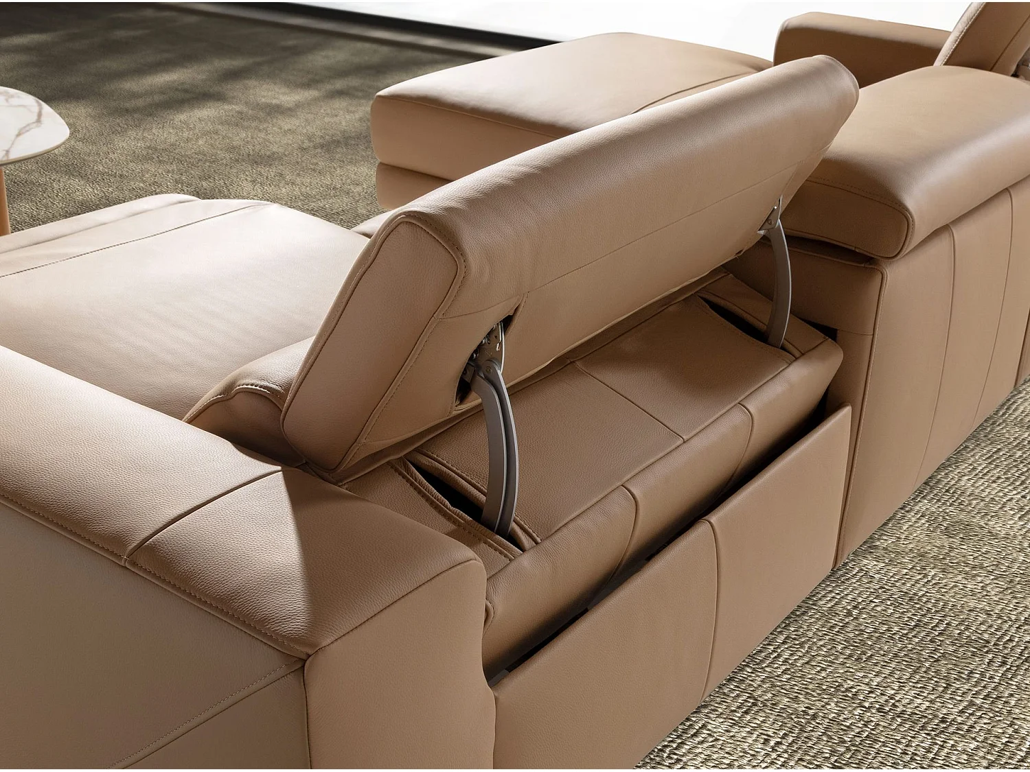 Canapé chaise longue relax gauche en cuir marron 6286 ANGEL CERDA