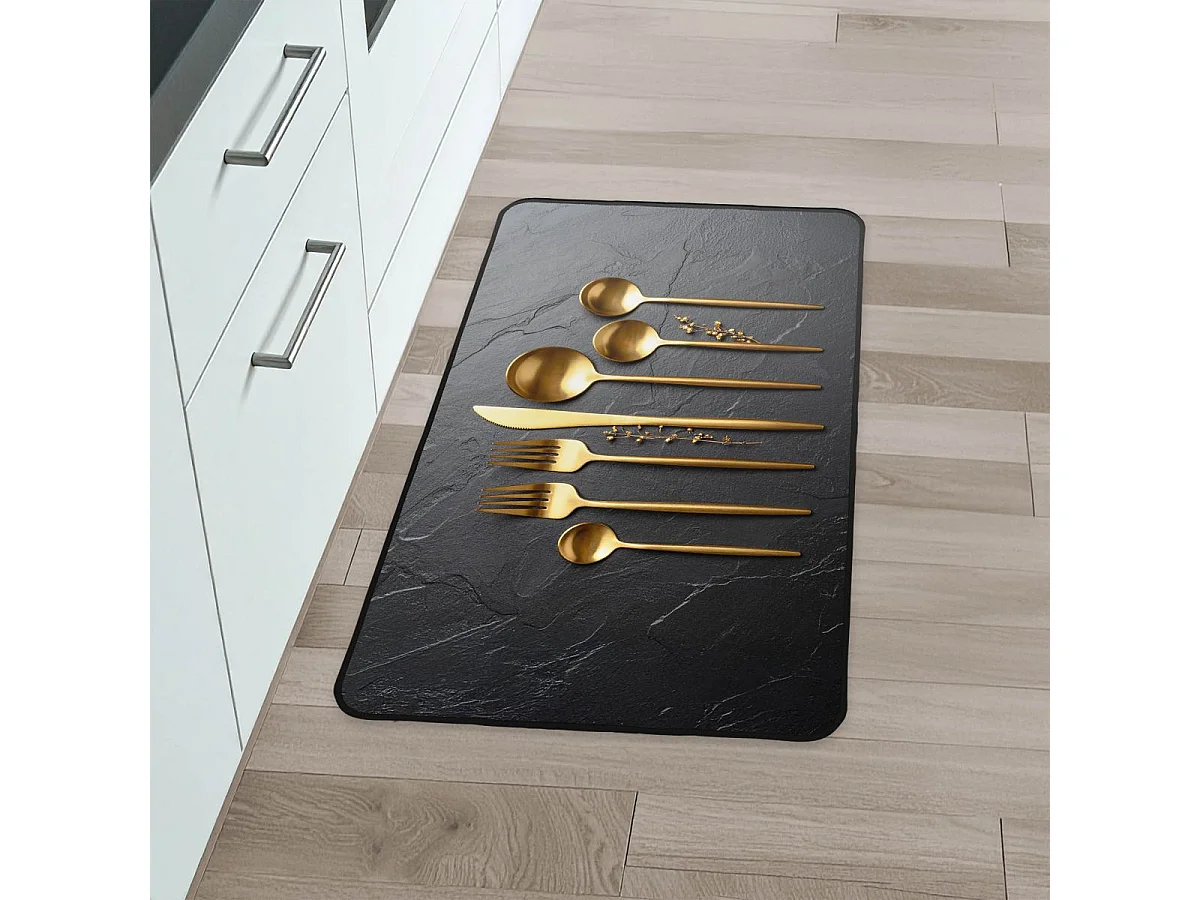 Tapis Imprimé "Cuisinor" 45x75cm Noir