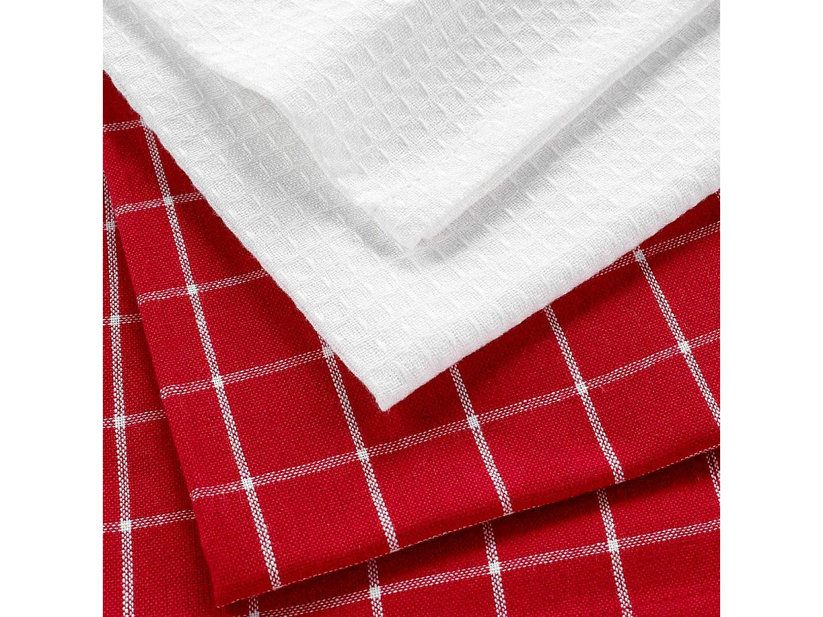 Lot de 2 Torchons "Suzette" 50x70cm Rouge & Blanc
