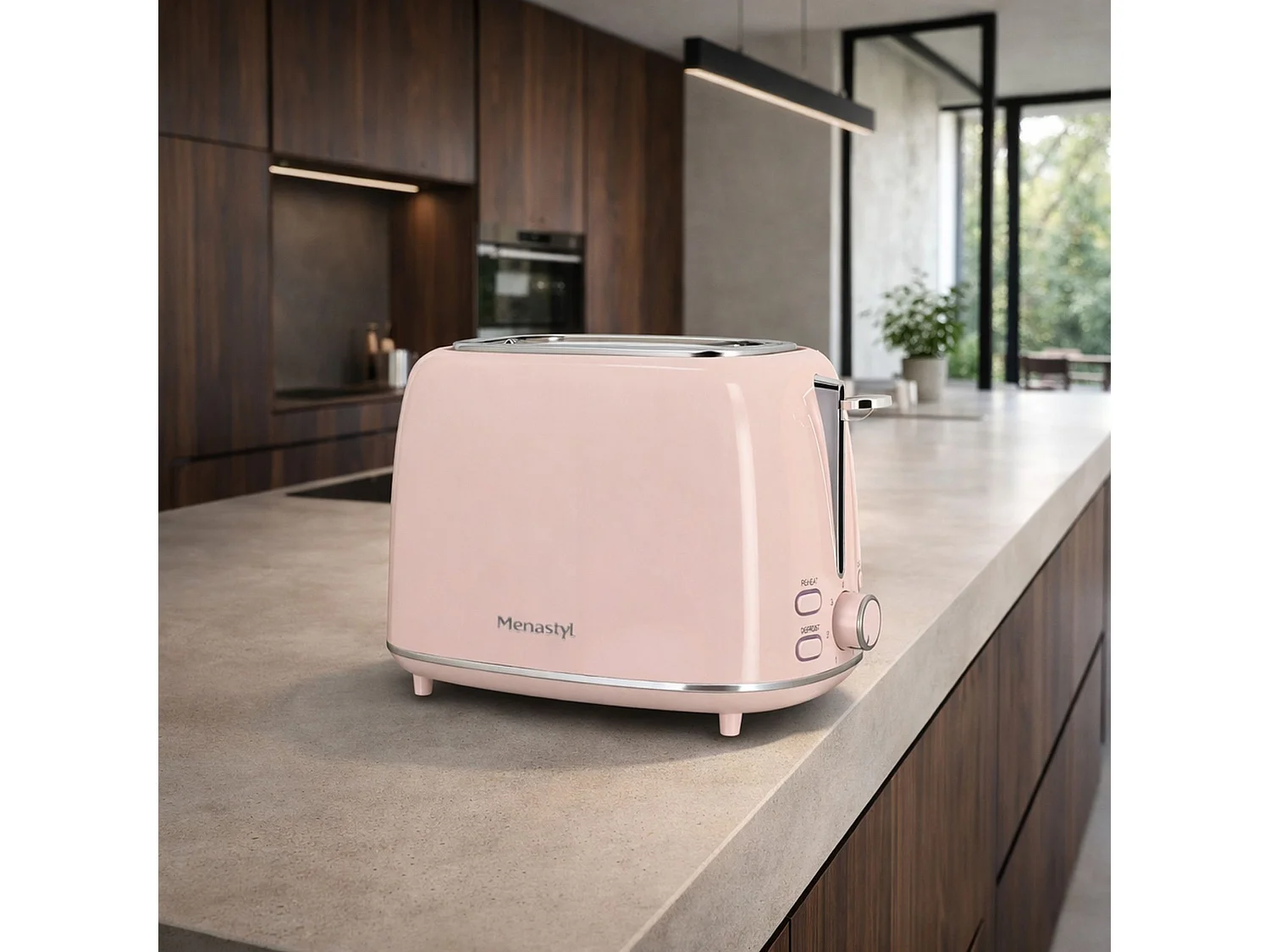 Menastyl - Grille Pain Retro 2 Tranches En Acier Inoxydable Rose