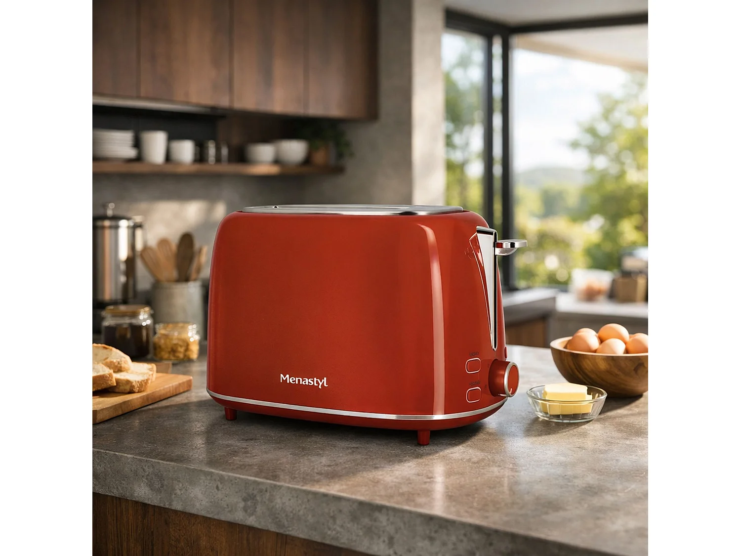 Menastyl - Grille Pain Retro 2 Tranches En Acier Inoxydable Brique