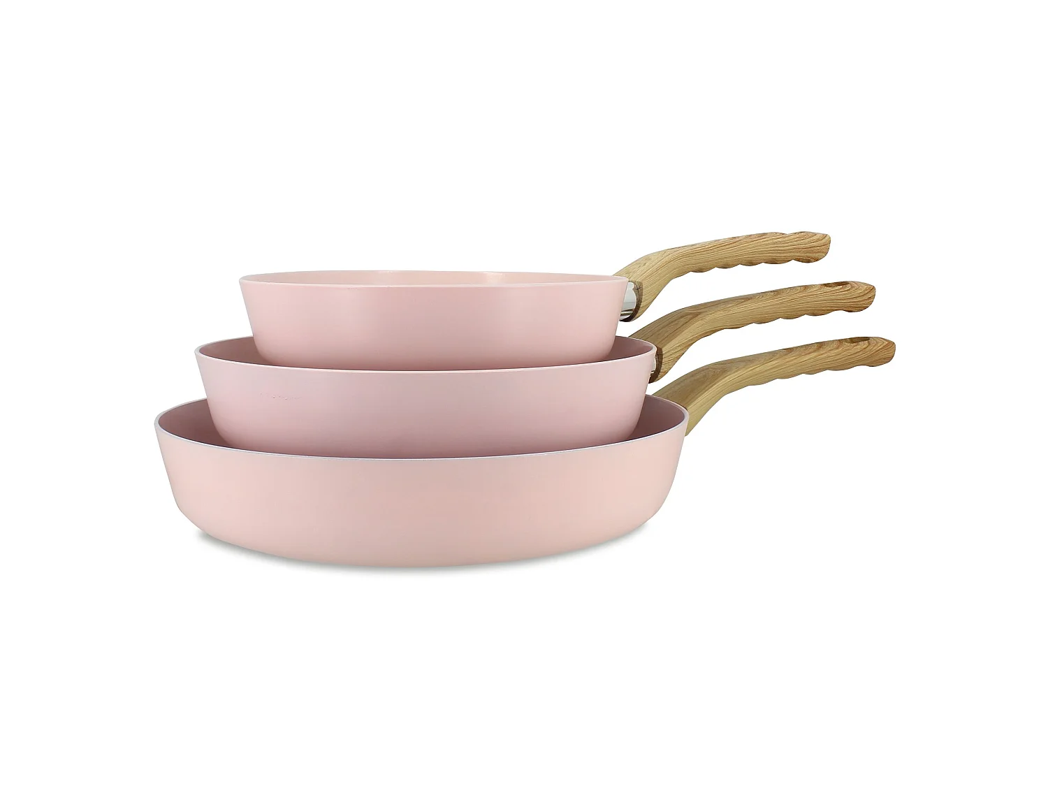 Menastyl - Set De 3 Poeles Colorama En Aluminium Recyclé Rose Induction