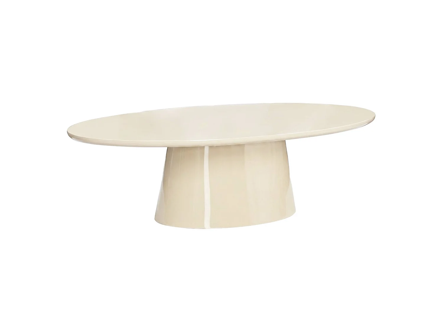 Table basse ovale finition glossy crème - Nell
