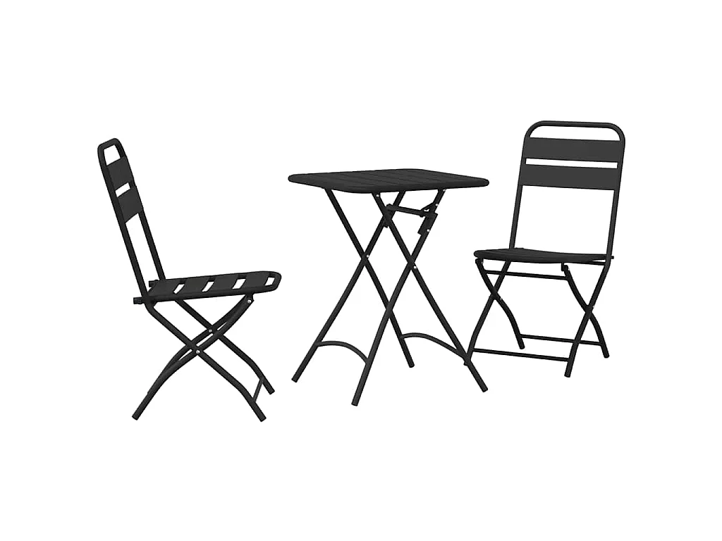 Ensemble bistrot 3 pièces Anthracite Acier