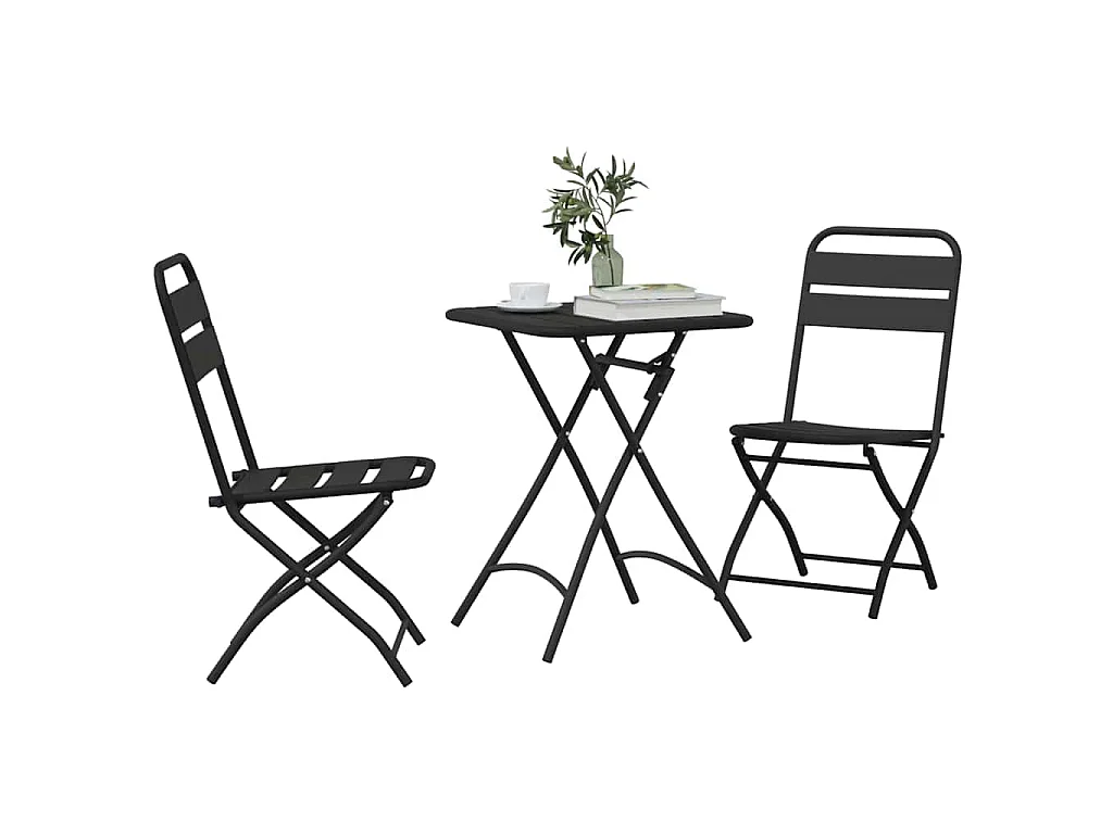 Ensemble bistrot 3 pièces Anthracite Acier