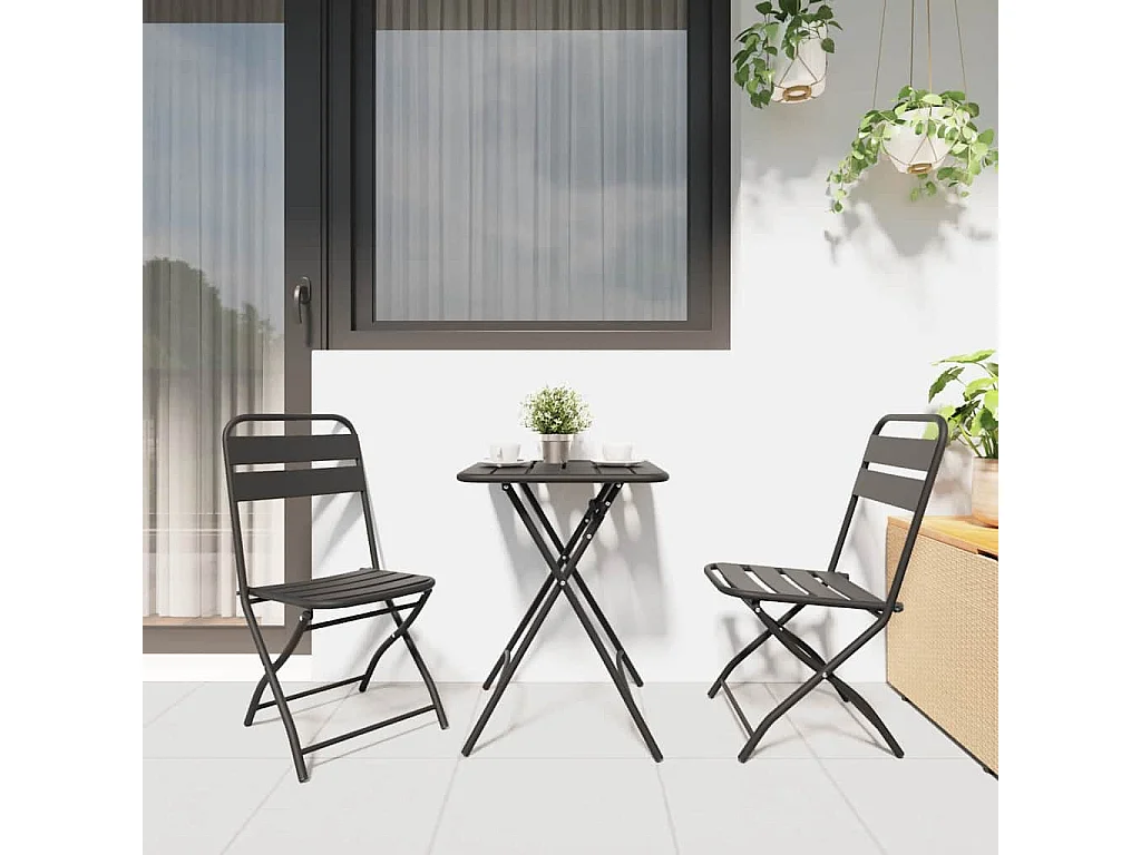 Ensemble bistrot 3 pièces Anthracite Acier