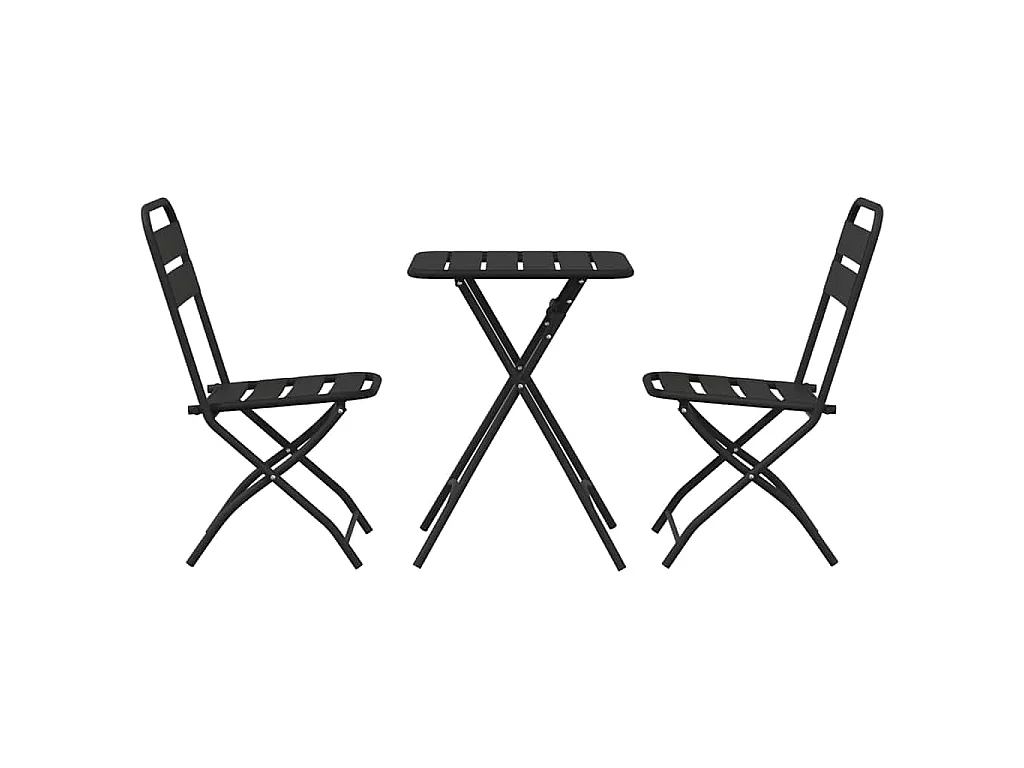 Ensemble bistrot 3 pièces Anthracite Acier