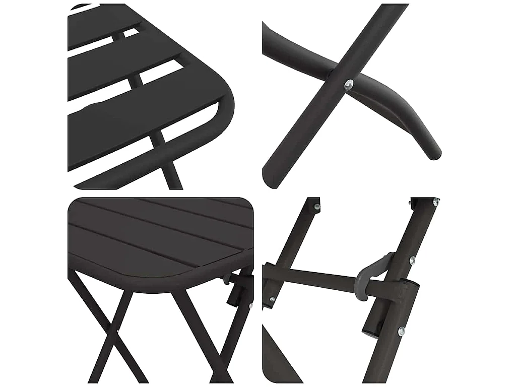 Ensemble bistrot 3 pièces Anthracite Acier