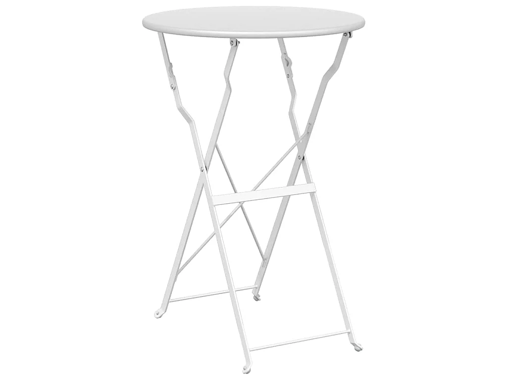 Ensemble bistro pliant 3 pièces Blanc Acier