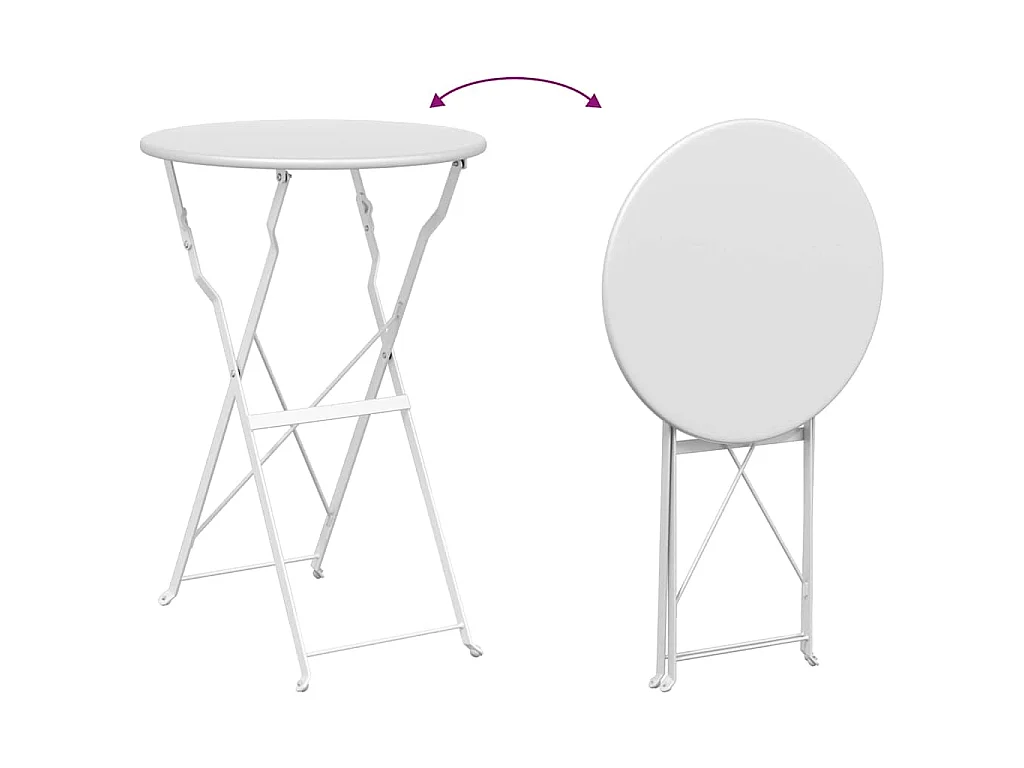 Ensemble bistro pliant 3 pièces Blanc Acier