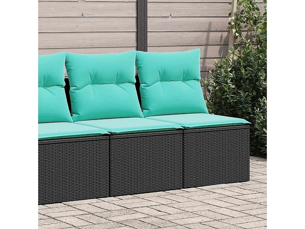 Set sofás jardín y cojines 2 piezas ratán sintético acacia negro