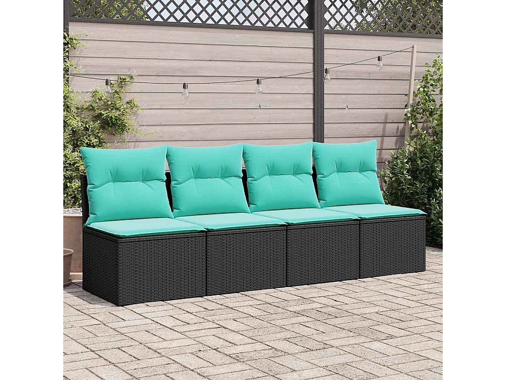Set sofás jardín y cojines 2 piezas ratán sintético acacia negro