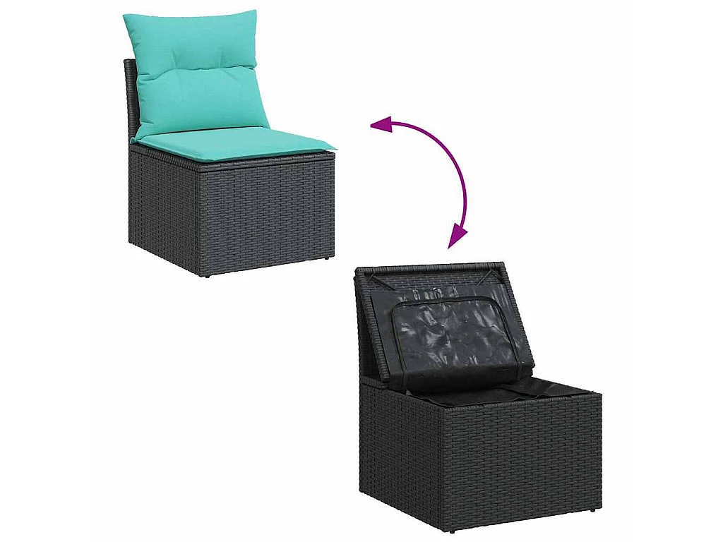 Set sofás jardín y cojines 2 piezas ratán sintético acacia negro