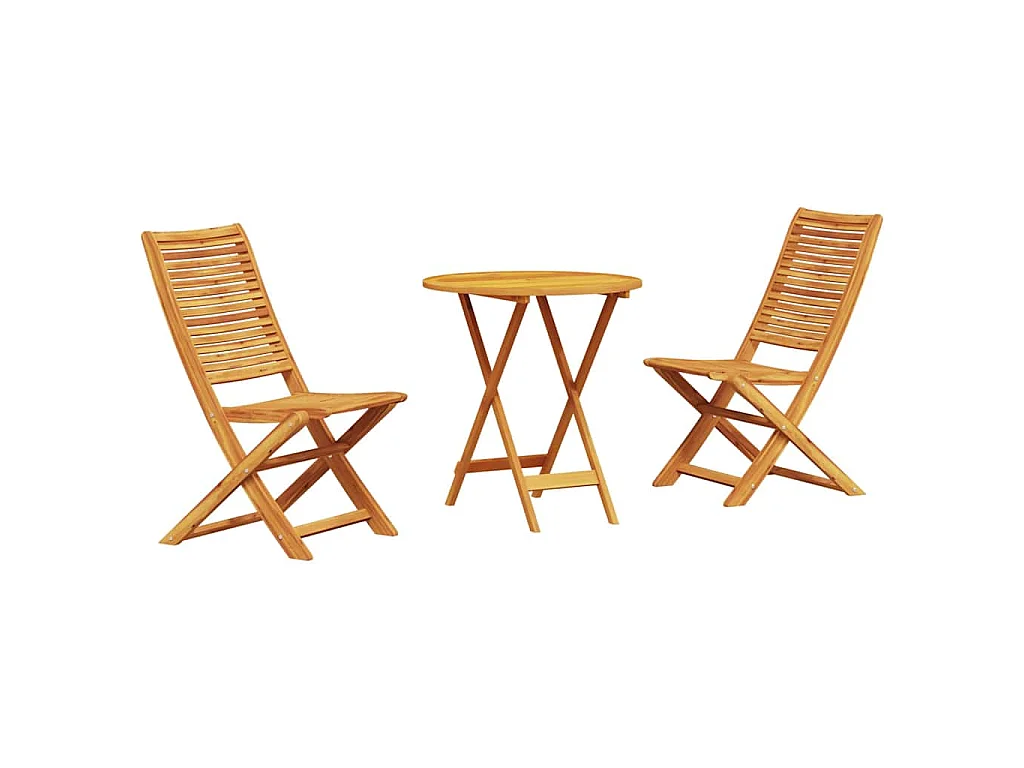 Ensemble bistro pliant 3 pièces Marron Bois d'Acacia Massif