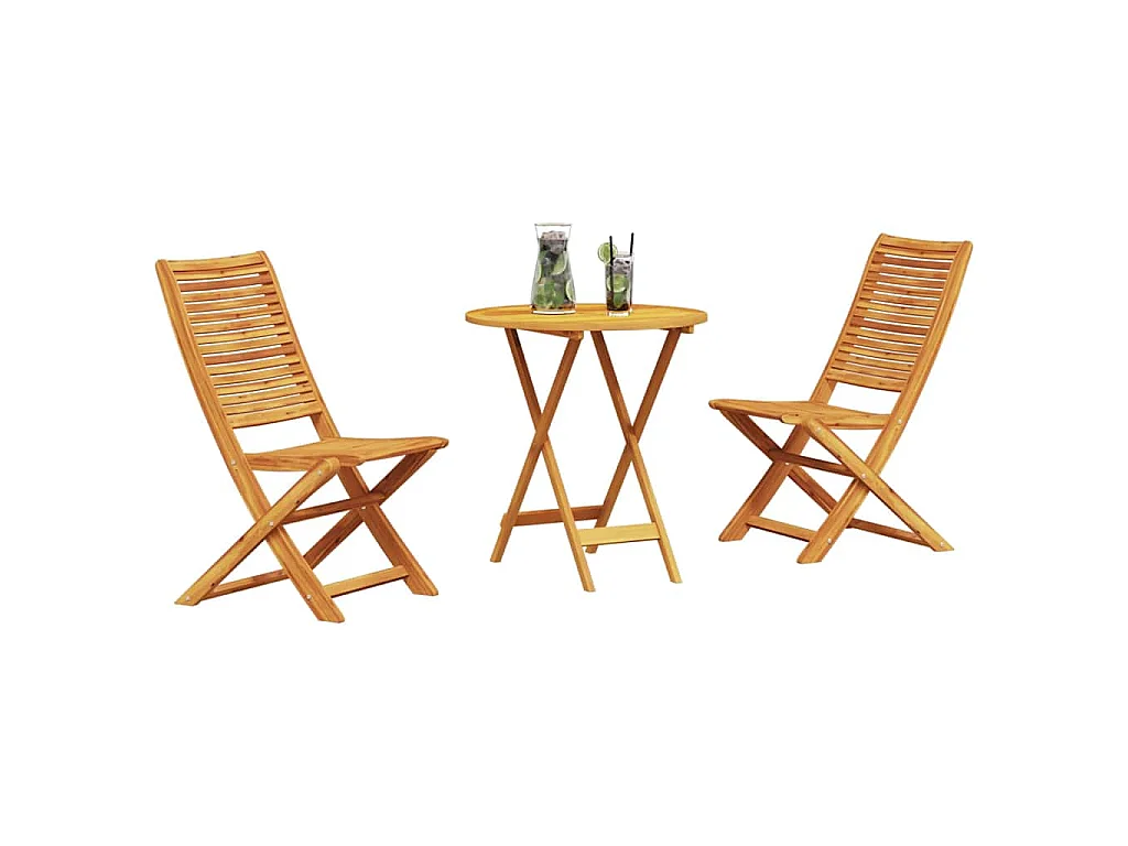 Ensemble bistro pliant 3 pièces Marron Bois d'Acacia Massif