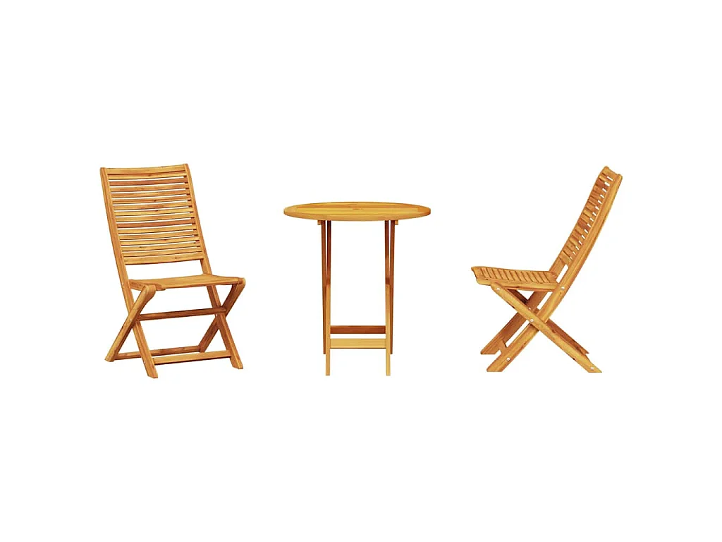 Ensemble bistro pliant 3 pièces Marron Bois d'Acacia Massif