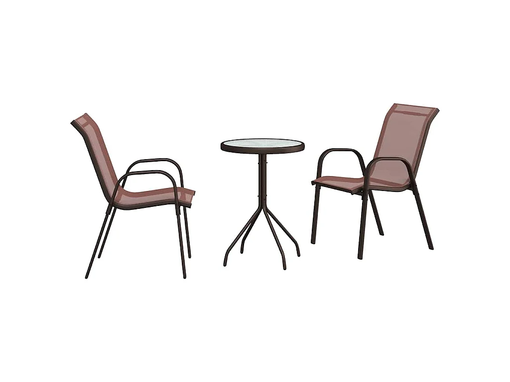 Ensemble bistro de jardin 3 pièces Marron Acier