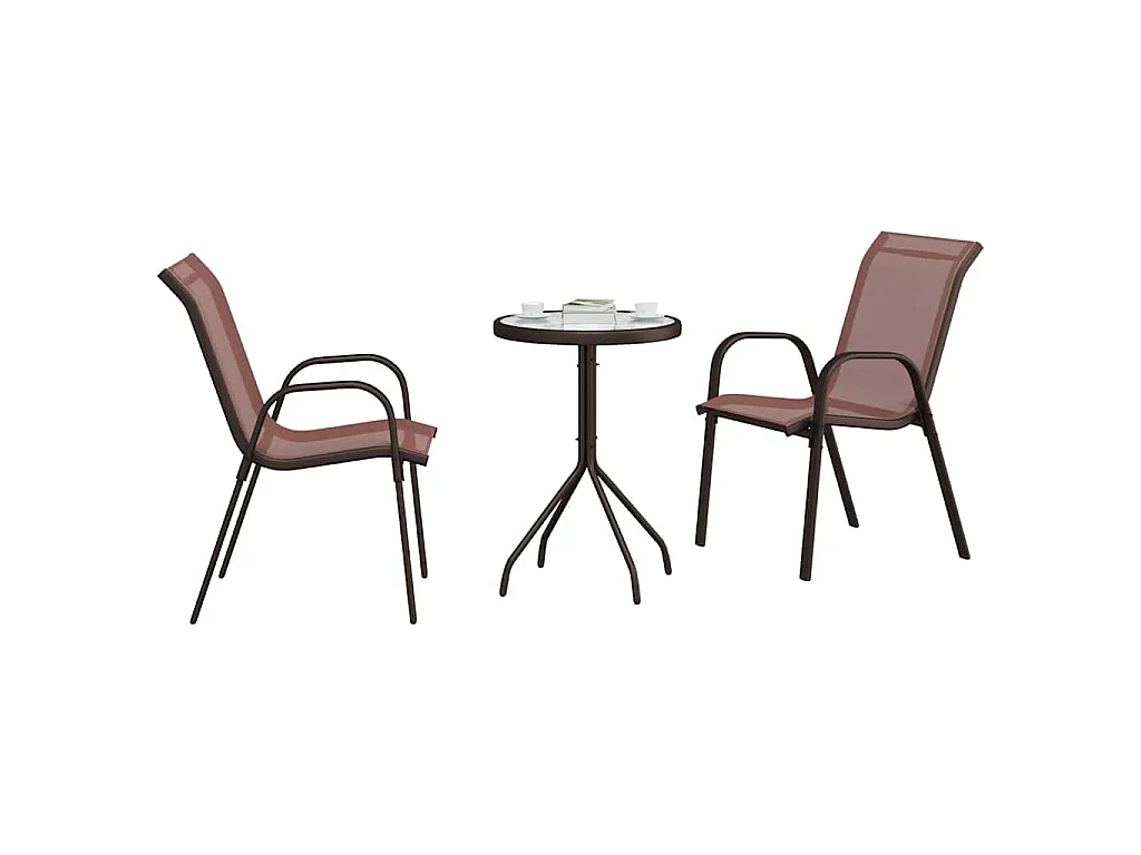 Ensemble bistro de jardin 3 pièces Marron Acier