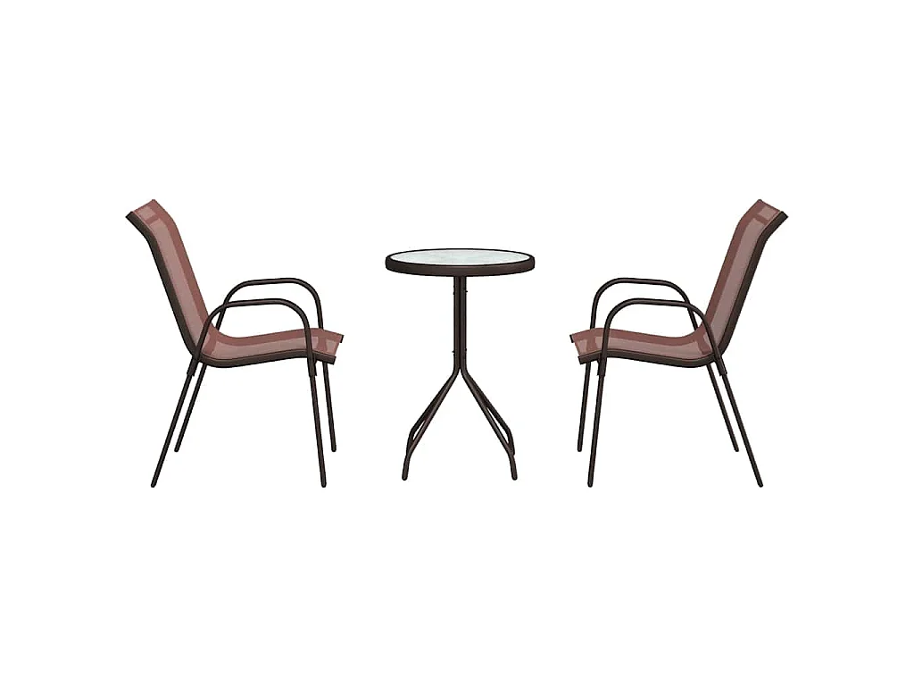 Ensemble bistro de jardin 3 pièces Marron Acier