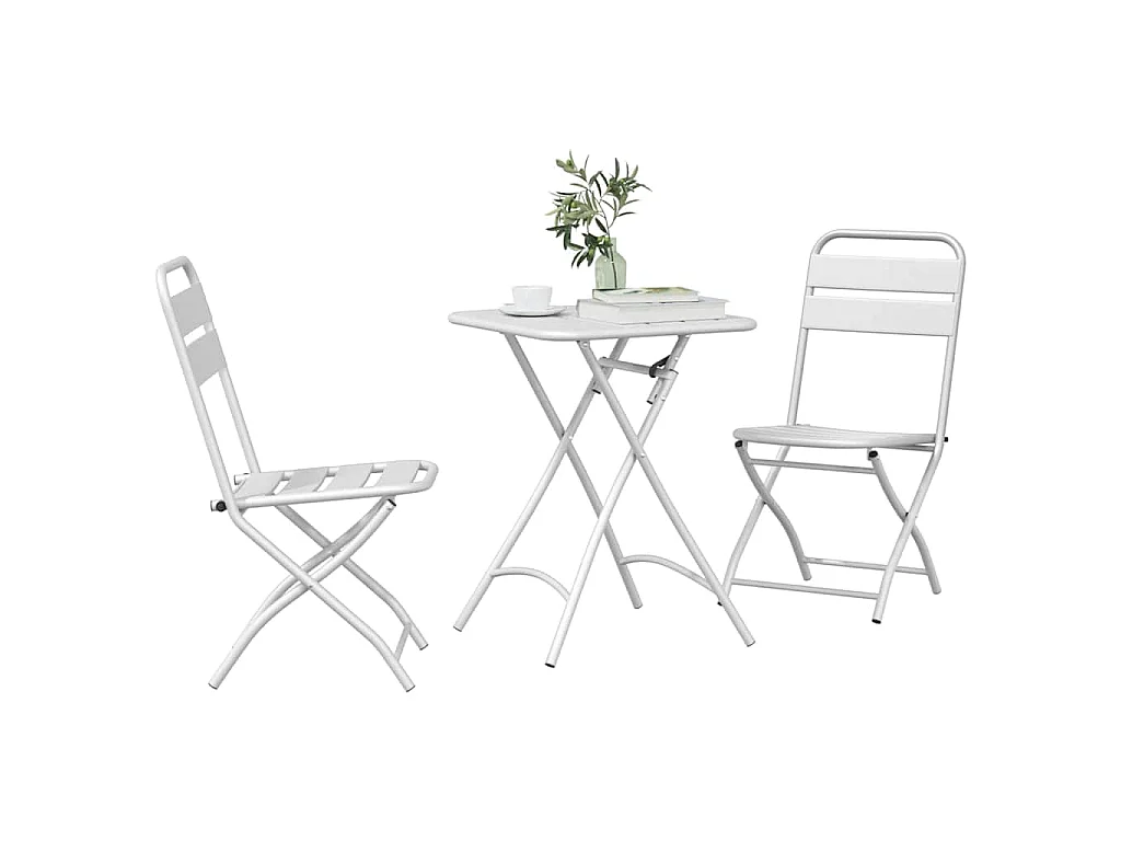 Ensemble bistrot 3 pièces Blanc Acier