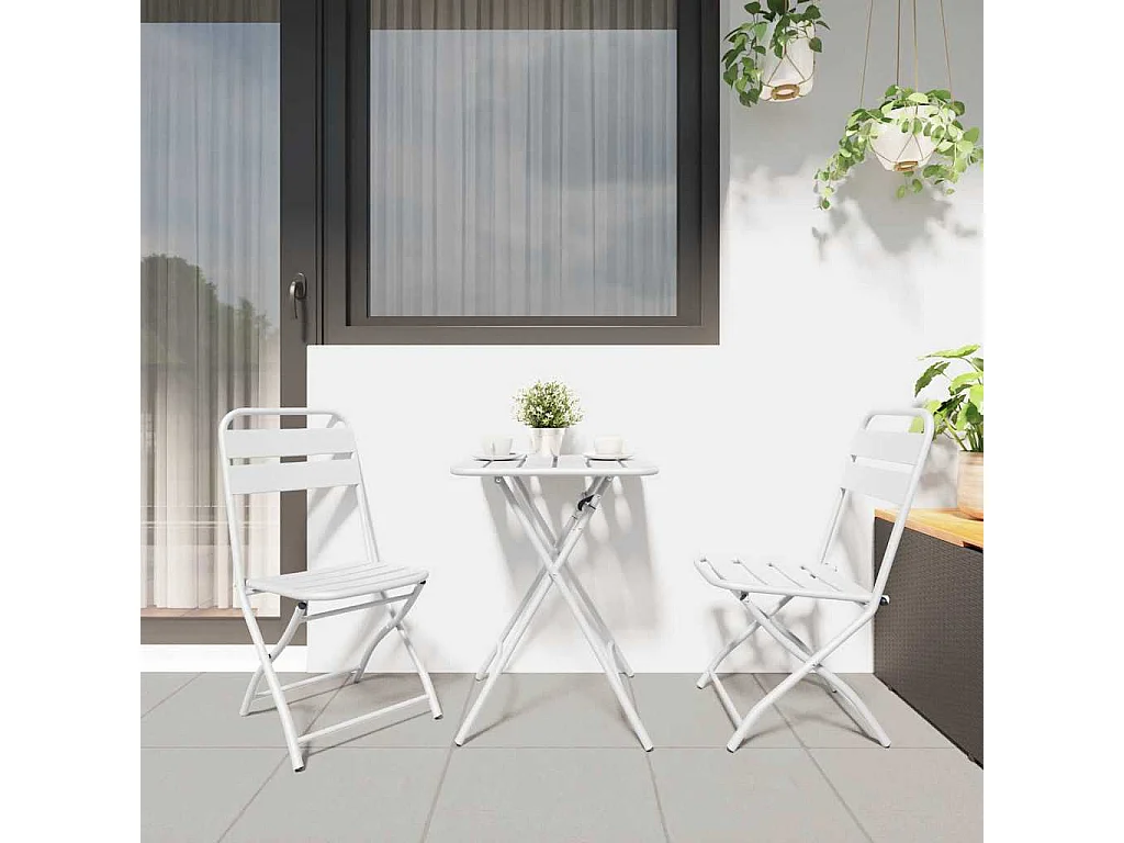 Ensemble bistrot 3 pièces Blanc Acier