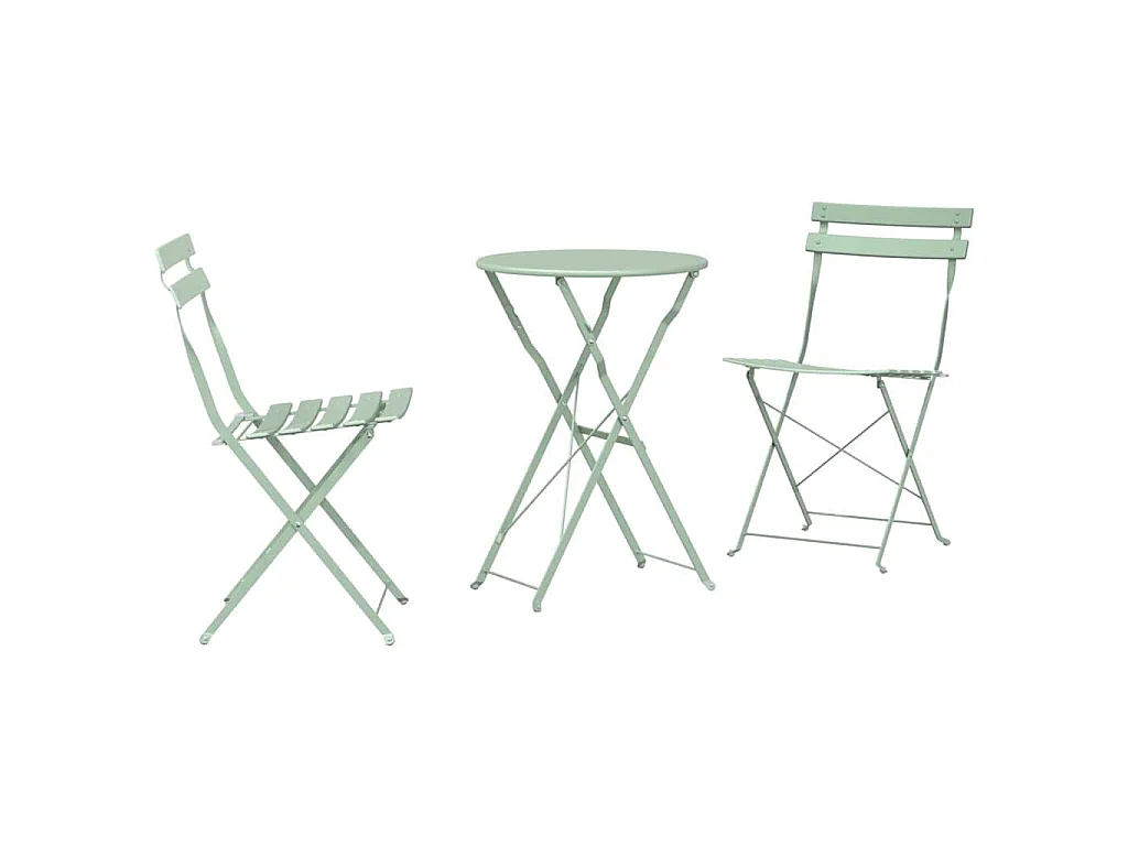 Conjunto de Bistro Plegable 3 piezas Menta Claro Acero