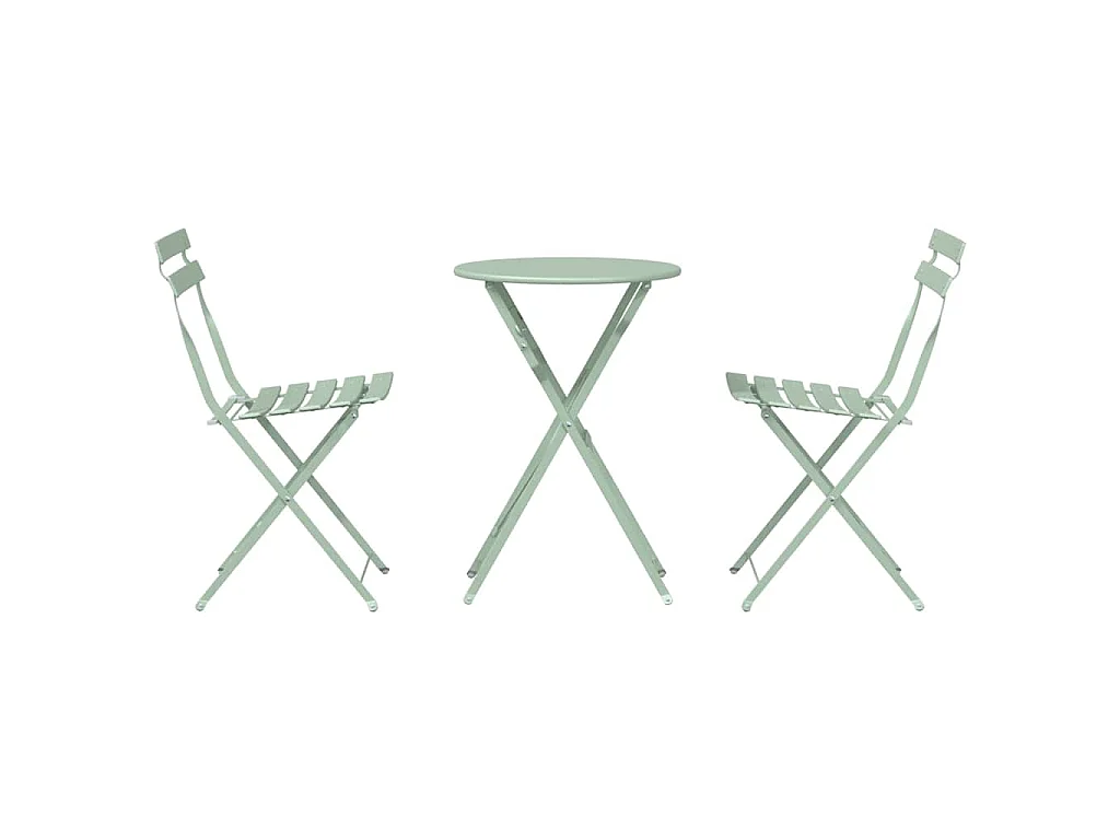 Conjunto de Bistro Plegable 3 piezas Menta Claro Acero