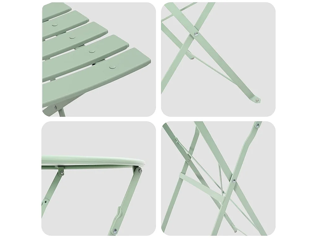 Conjunto de Bistro Plegable 3 piezas Menta Claro Acero