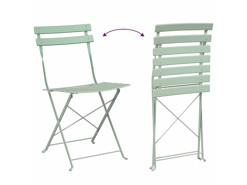 Conjunto de Bistro Plegable 3 piezas Menta Claro Acero