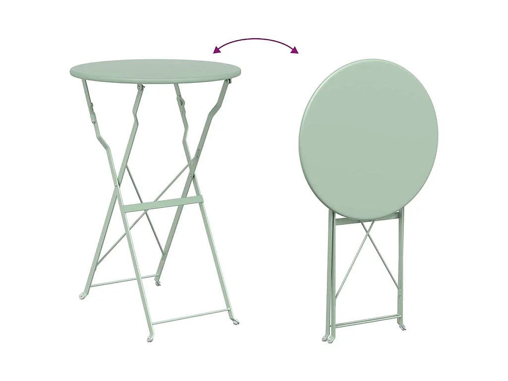 Conjunto de Bistro Plegable 3 piezas Menta Claro Acero