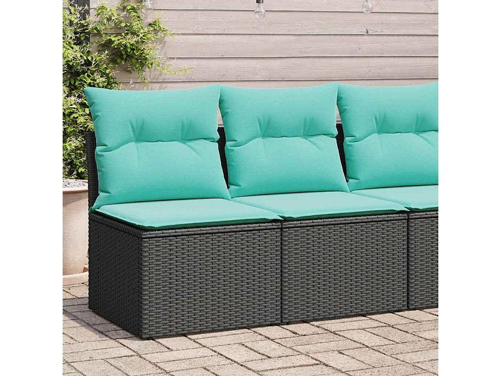 Set sofás jardín y cojines 2 piezas ratán sintético acacia negro