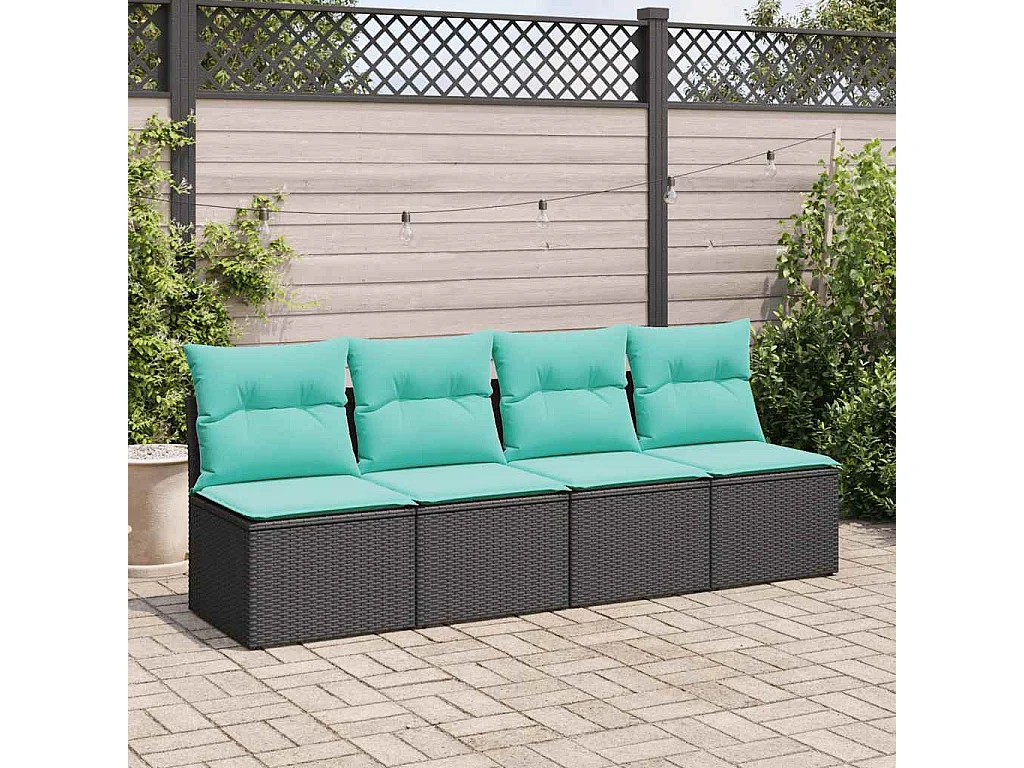 Set sofás jardín y cojines 2 piezas ratán sintético acacia negro