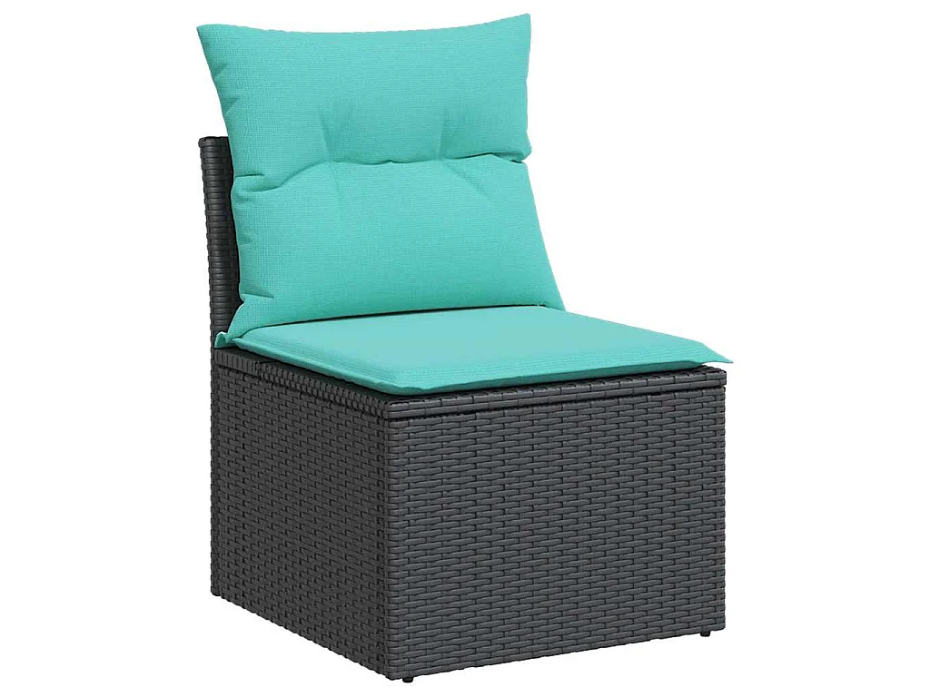 Set sofás jardín y cojines 2 piezas ratán sintético acacia negro