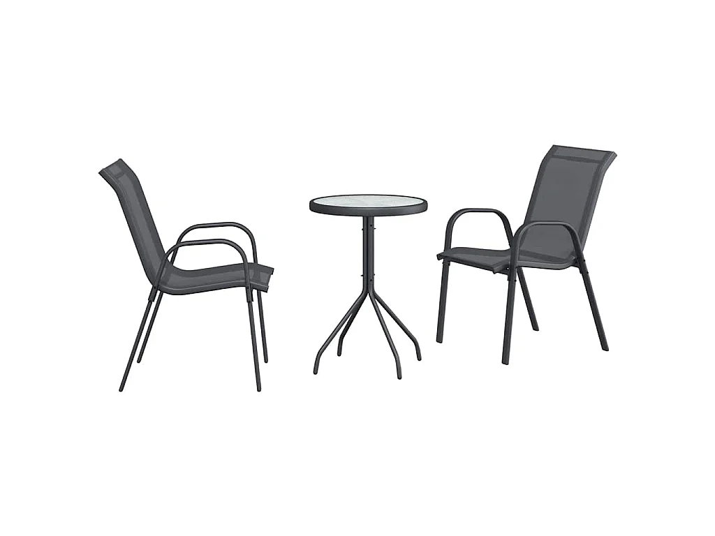 Ensemble bistro de jardin 3 pièces Gris Acier
