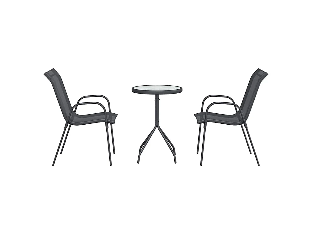Ensemble bistro de jardin 3 pièces Gris Acier