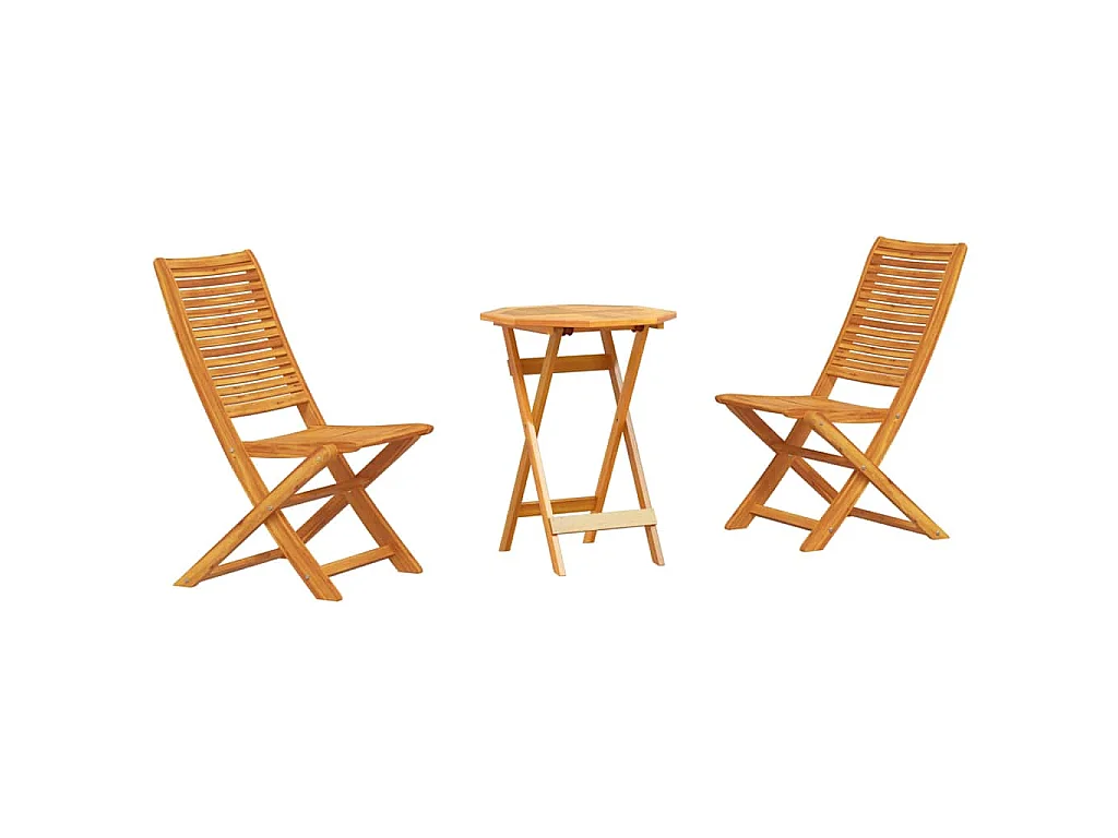Ensemble bistro pliant 3 pièces Marron Bois d'Acacia Massif