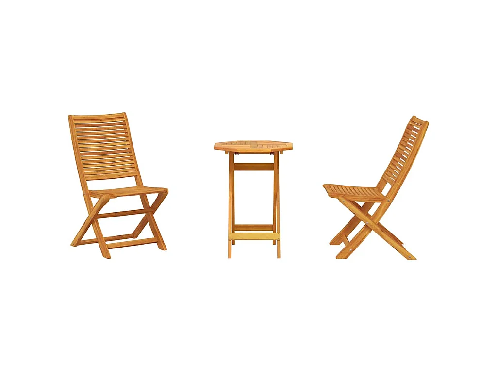Ensemble bistro pliant 3 pièces Marron Bois d'Acacia Massif