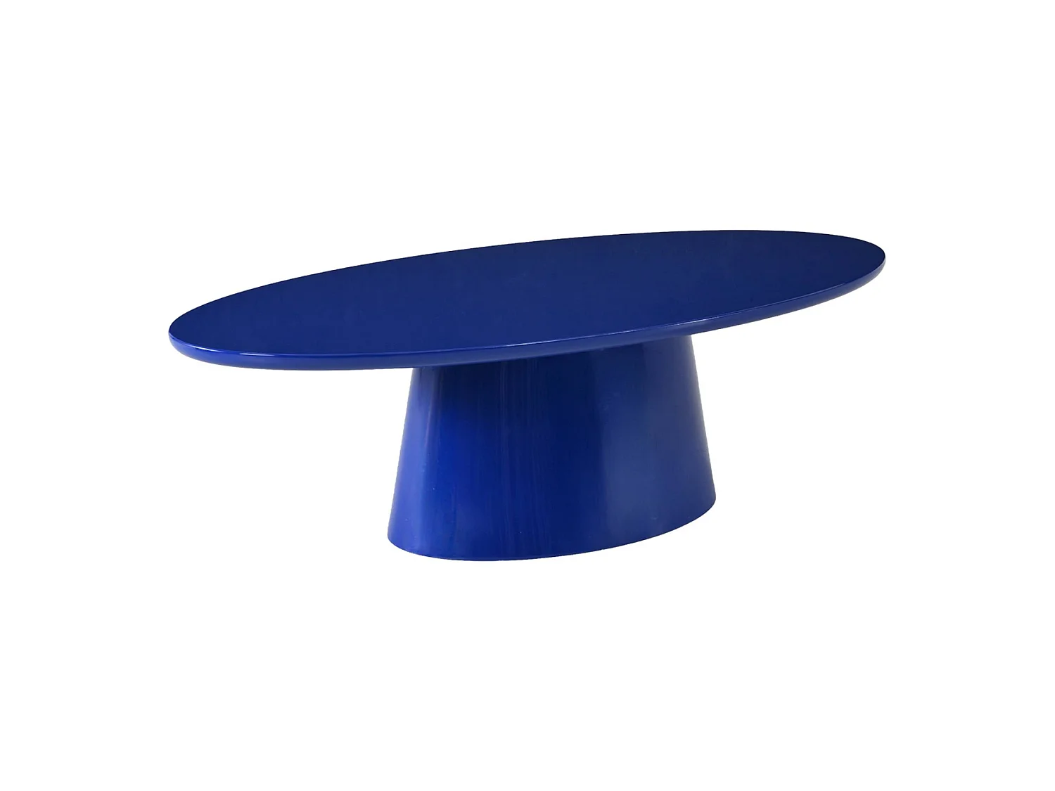 Table basse ovale finition glossy bleu - Nell