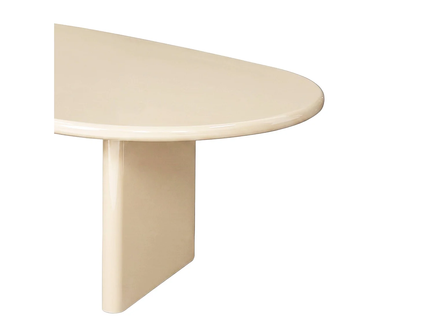 Tavolino basso ovale finitura lucida, crema